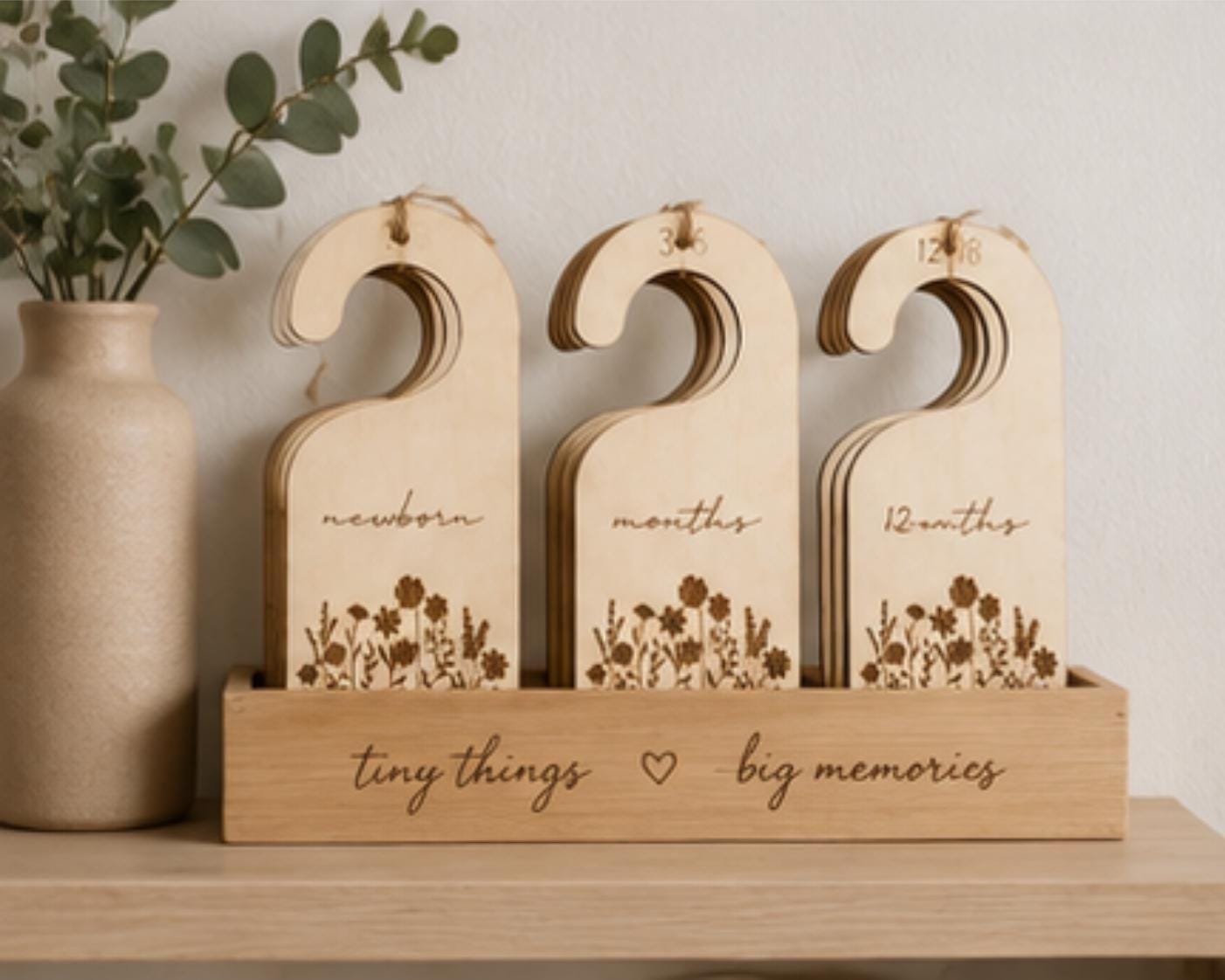 Wooden Baby Closet Dividers | Floral Nursery Organizer | Newborn to 5T