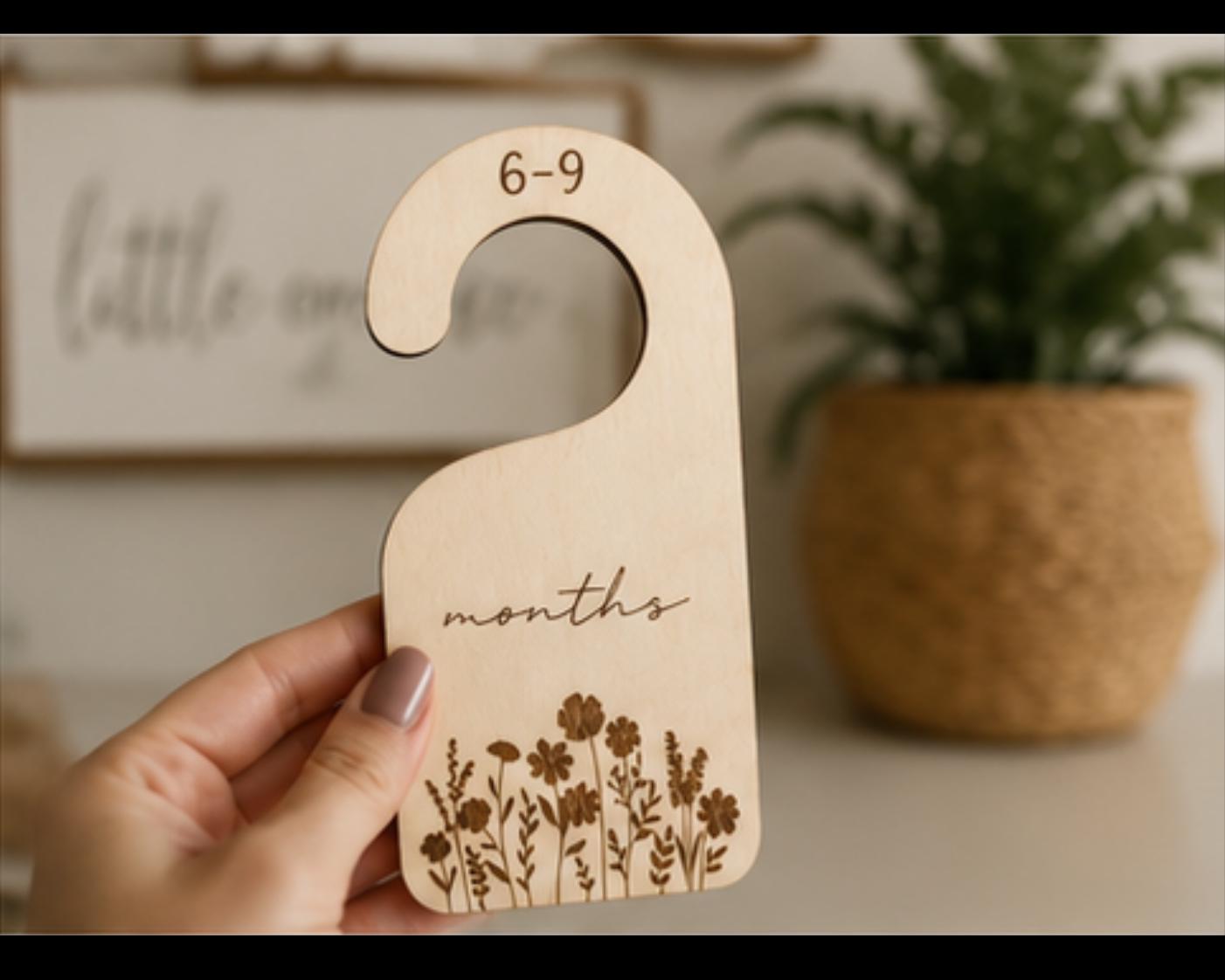 Wooden Baby Closet Dividers | Floral Nursery Organizer | Newborn to 5T