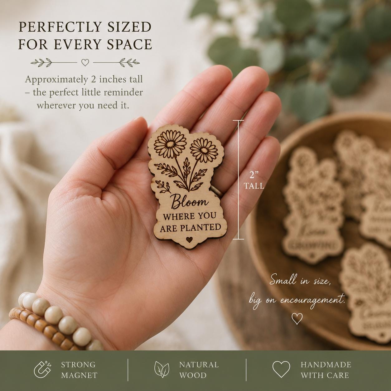 Wildflower Encouragement Magnet | Handmade Wooden Gift | Inspirational Quote