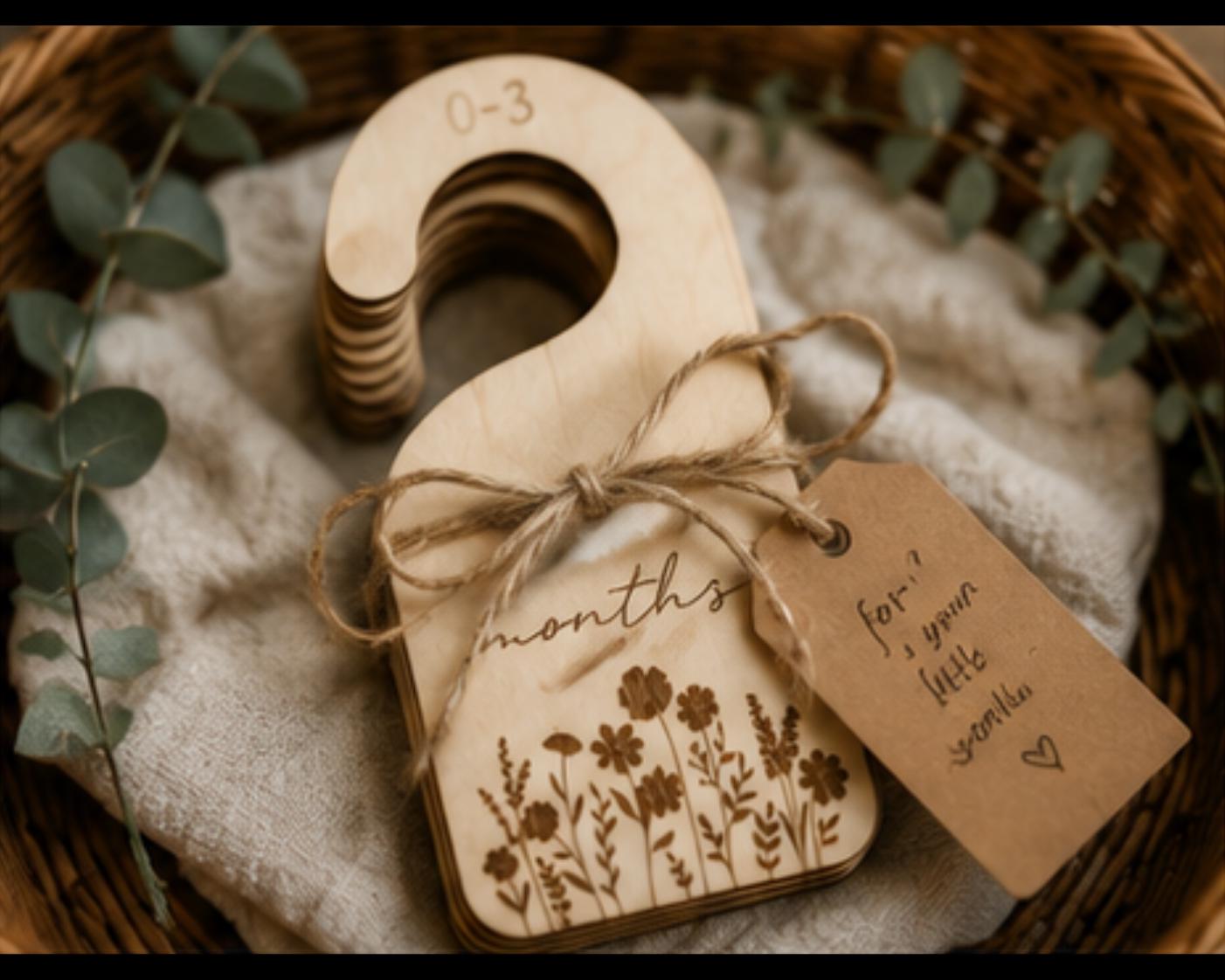 Wooden Baby Closet Dividers | Floral Nursery Organizer | Newborn to 5T