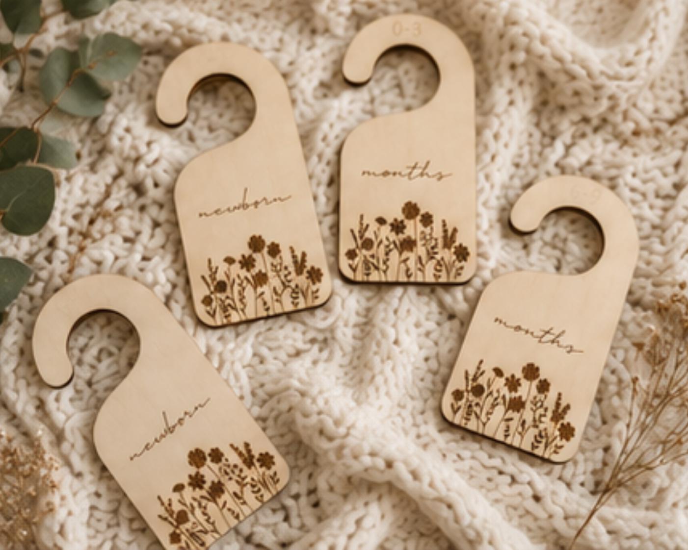 Wooden Baby Closet Dividers | Floral Nursery Organizer | Newborn to 5T